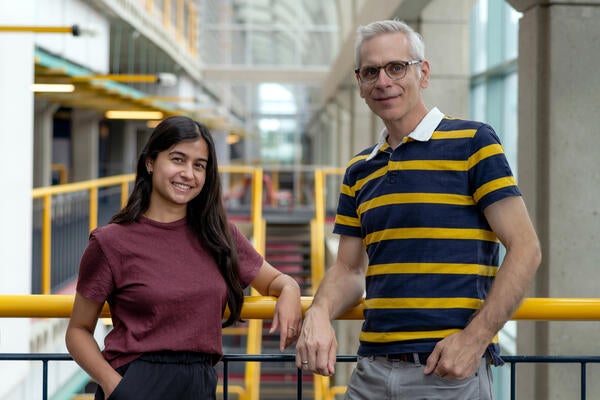 Nikhita Joshi and Dr. Daniel Vogel pose for a photo in the Faculty of Math building