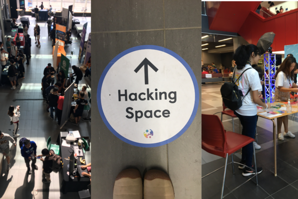 Hack the North sign and interior space