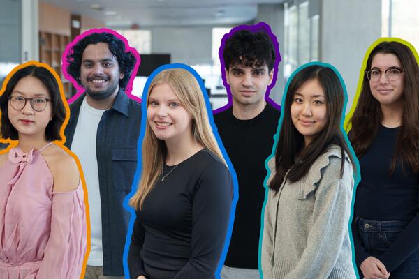 Winners of Co-op Student of the Year awards on banner