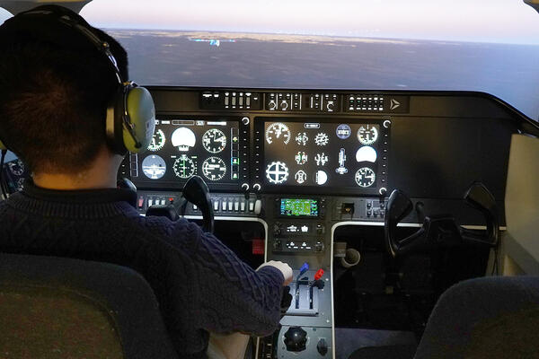 a student pilot flying