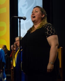 Birgit Moscinski performing the national anthem