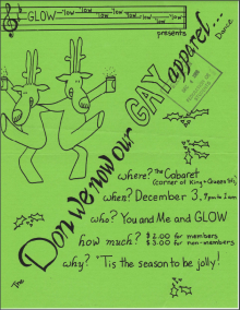 Poster for GLOW's Christmas dance in 1988