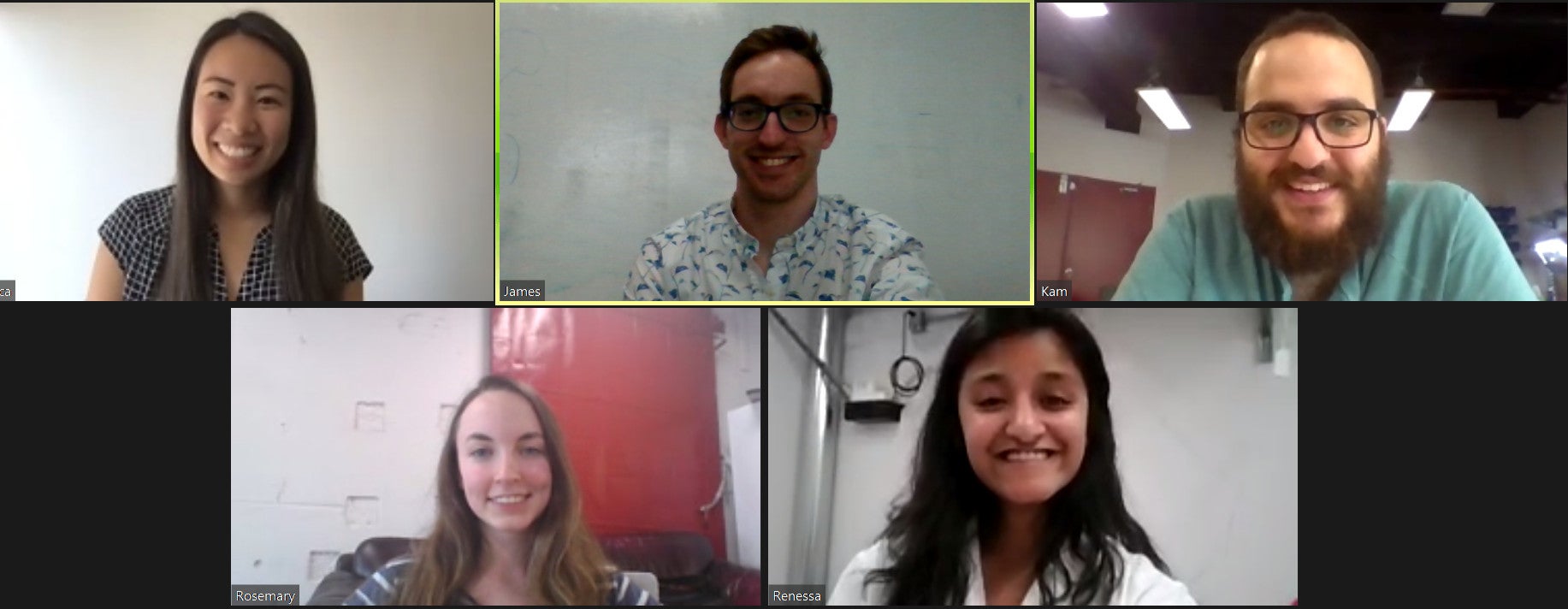 team of researchers on a video call