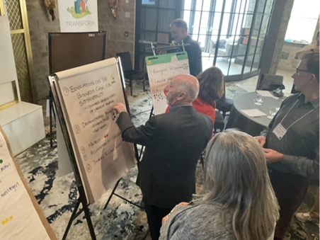 Man writing at TRANSFORM's High-Level Sustainability Summit.