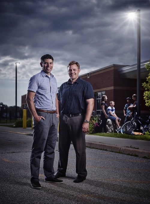 David Hammond and Scott Leatherdale standing on the road