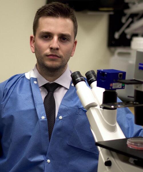 Alex working in a lab