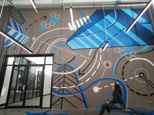 Stephanie's blue mural for Miovision