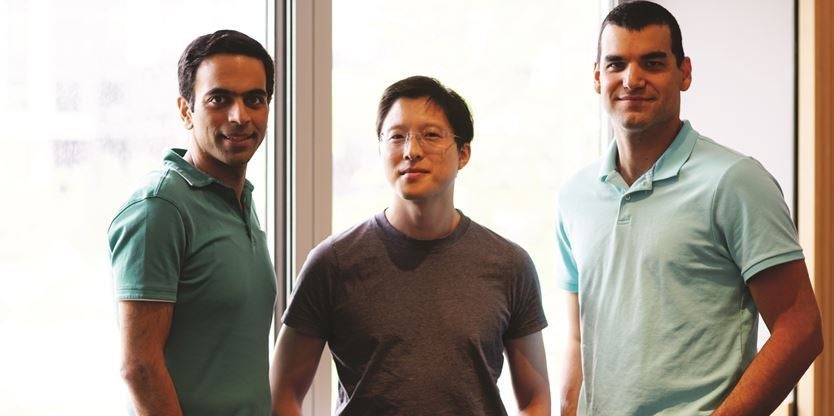From left to right, the cofounders of Elucid Labs: Iman Khodadad (PhD '17), Alexander Wong (BASc '05; MASc '07; PhD '10), and Farnoud Kazemzadeh (BSC '08; MASc '12; PhD '16).