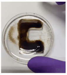 The aerogel bead droplets are filled with magnetic particles that can be used to shield against electromagnetic waves. A magnet