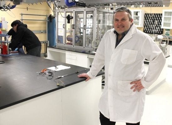 David Simakov doing research in his lab