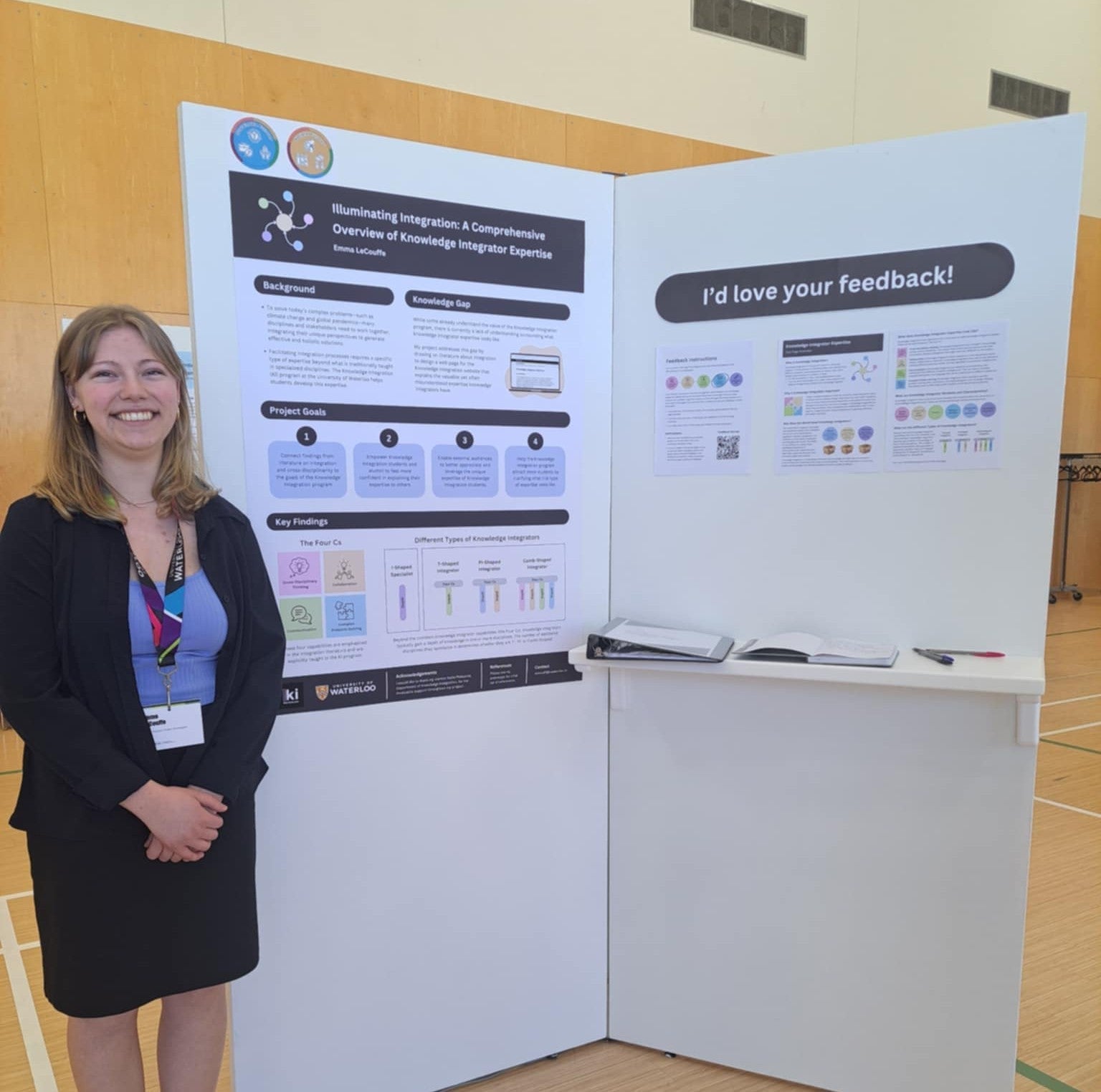 Emma LeCouffe with her senior honours thesis project.