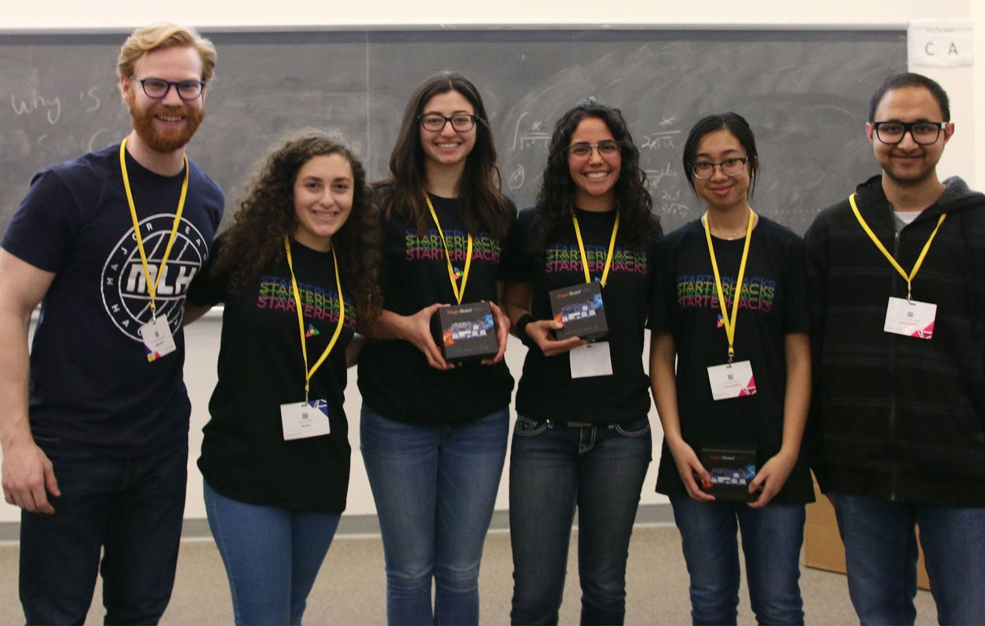 Students of the EnableU team smile with their prize