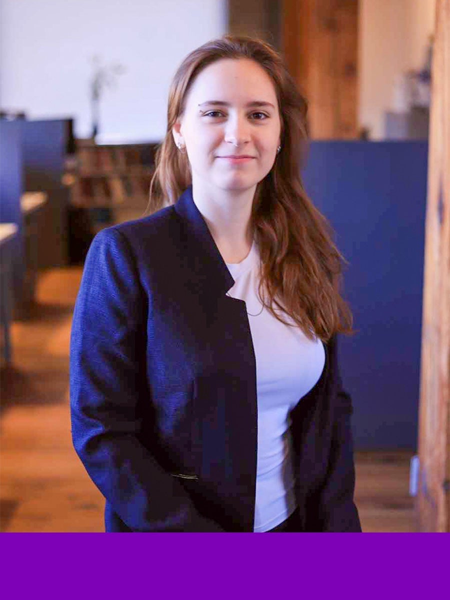 Isabelle Hersak with bottom border featuring Faculty of Engineering purple