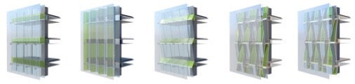 Examples of the curved and convex double-skin façades studied in Dr. Araji's research