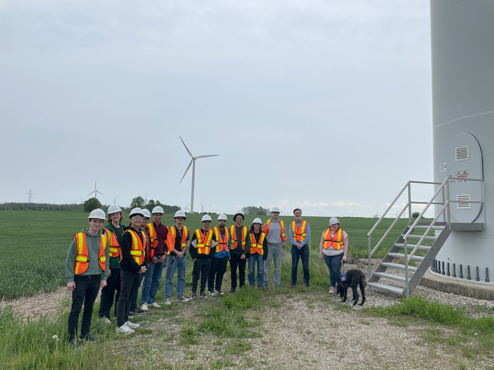 Students visiting the wind farm.