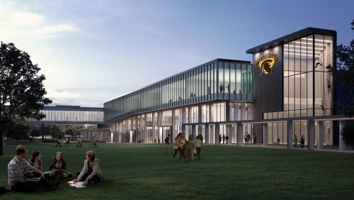 Exterior view of SLC/PAC Expansion from BMH Green.