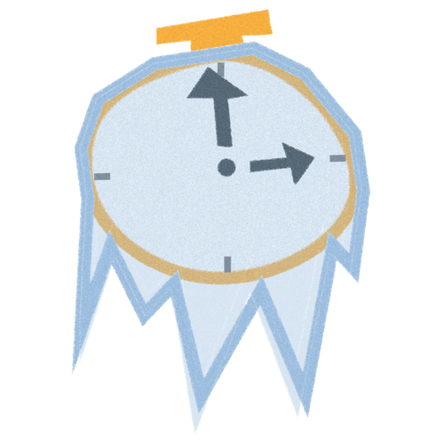 Clock frozen in ice