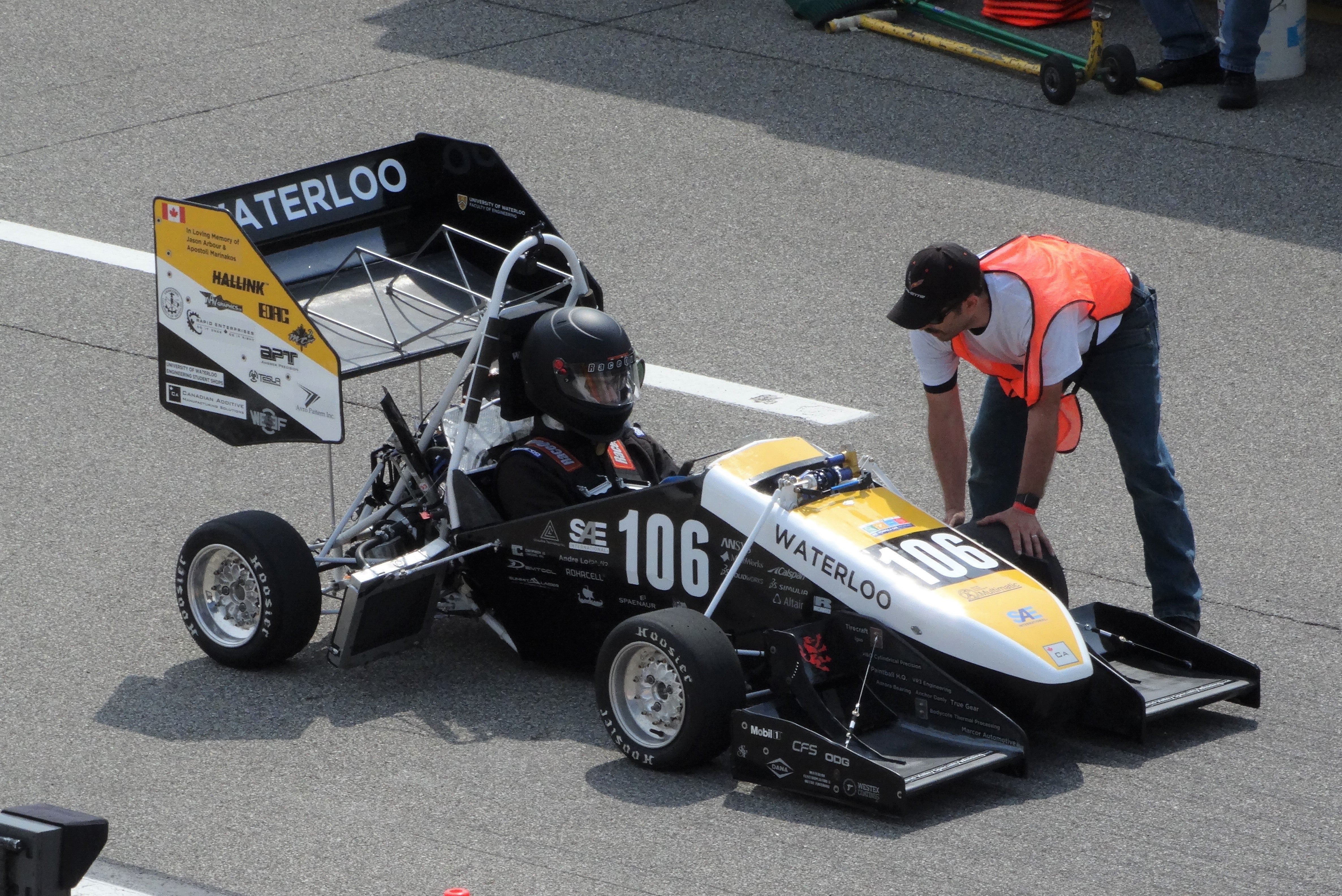 The Waterloo car in competition at the Michigan International Speedway.