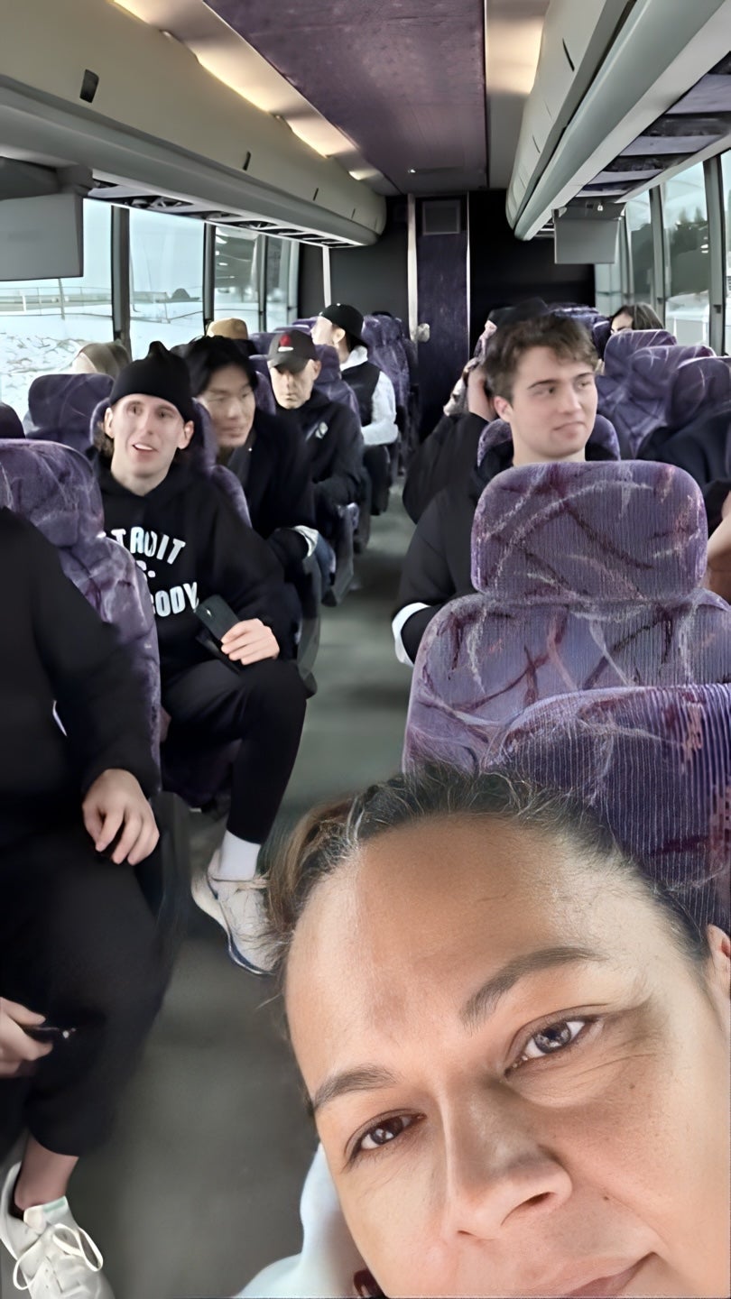 Saugeen First Nation youth travelling on a bus