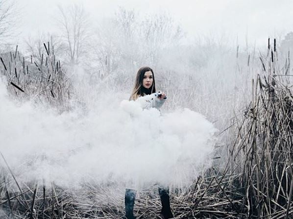 Natasha throwing snow