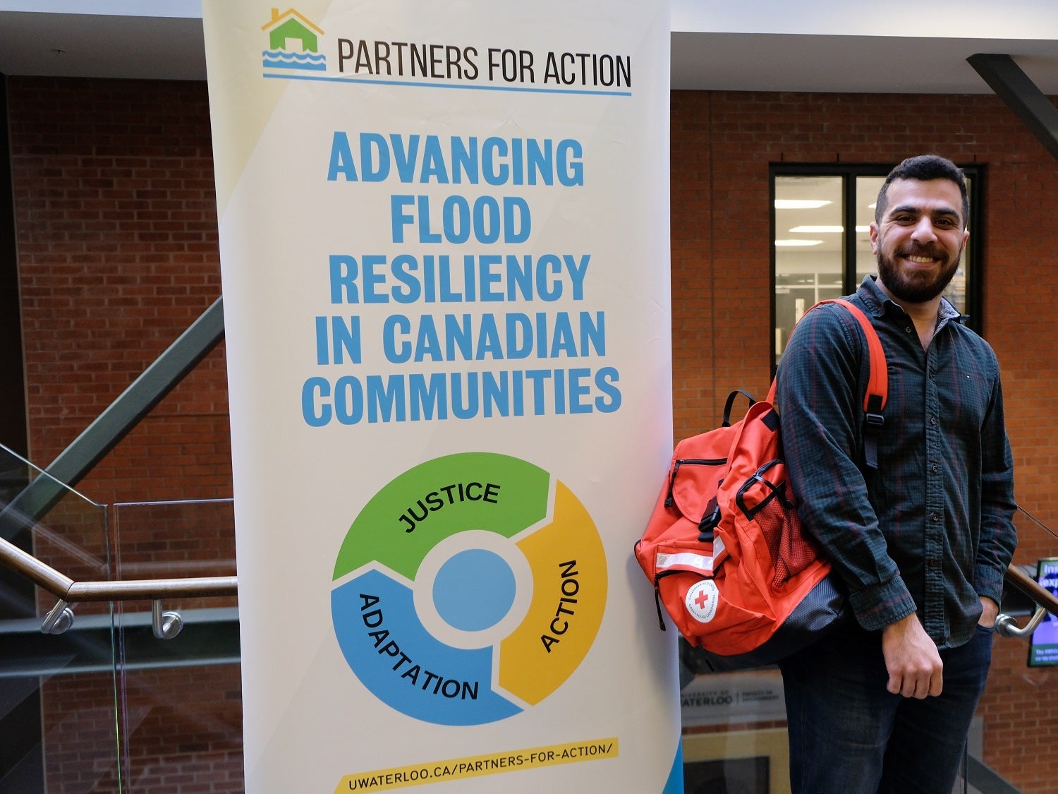 Kasra with flood backpack.