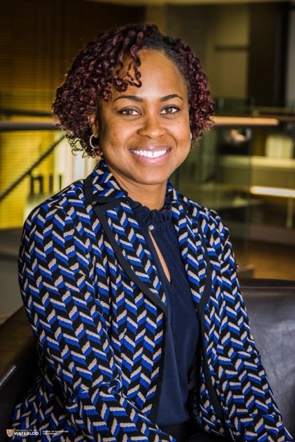 Tisha King in the School of Accounting and Finance Atrium
