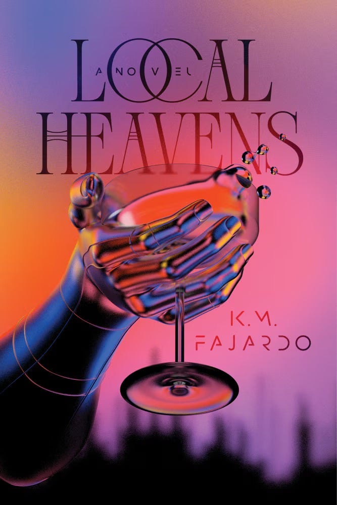Book cover featuing a cyborg arm holding up a glass of champagne
