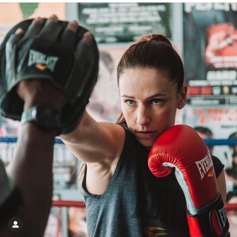 Mandy Bujold throwing a punch