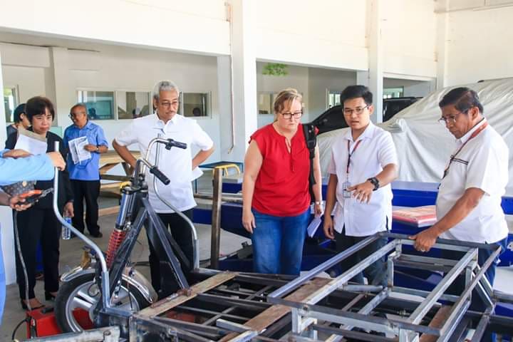 Marni McVicar, third from right, overseeing e-trike design