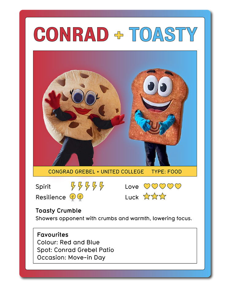 Conrad and Toasty mascot card