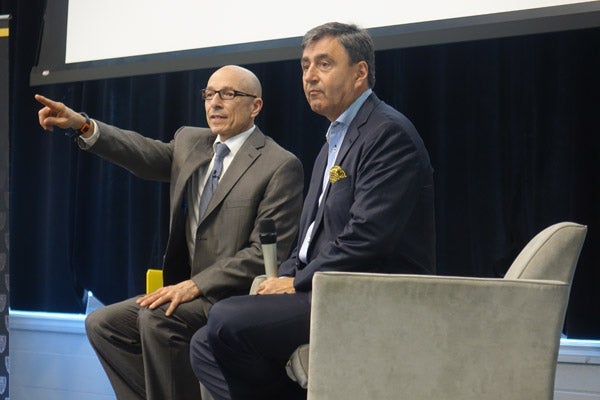Eric answering questions following the lecture
