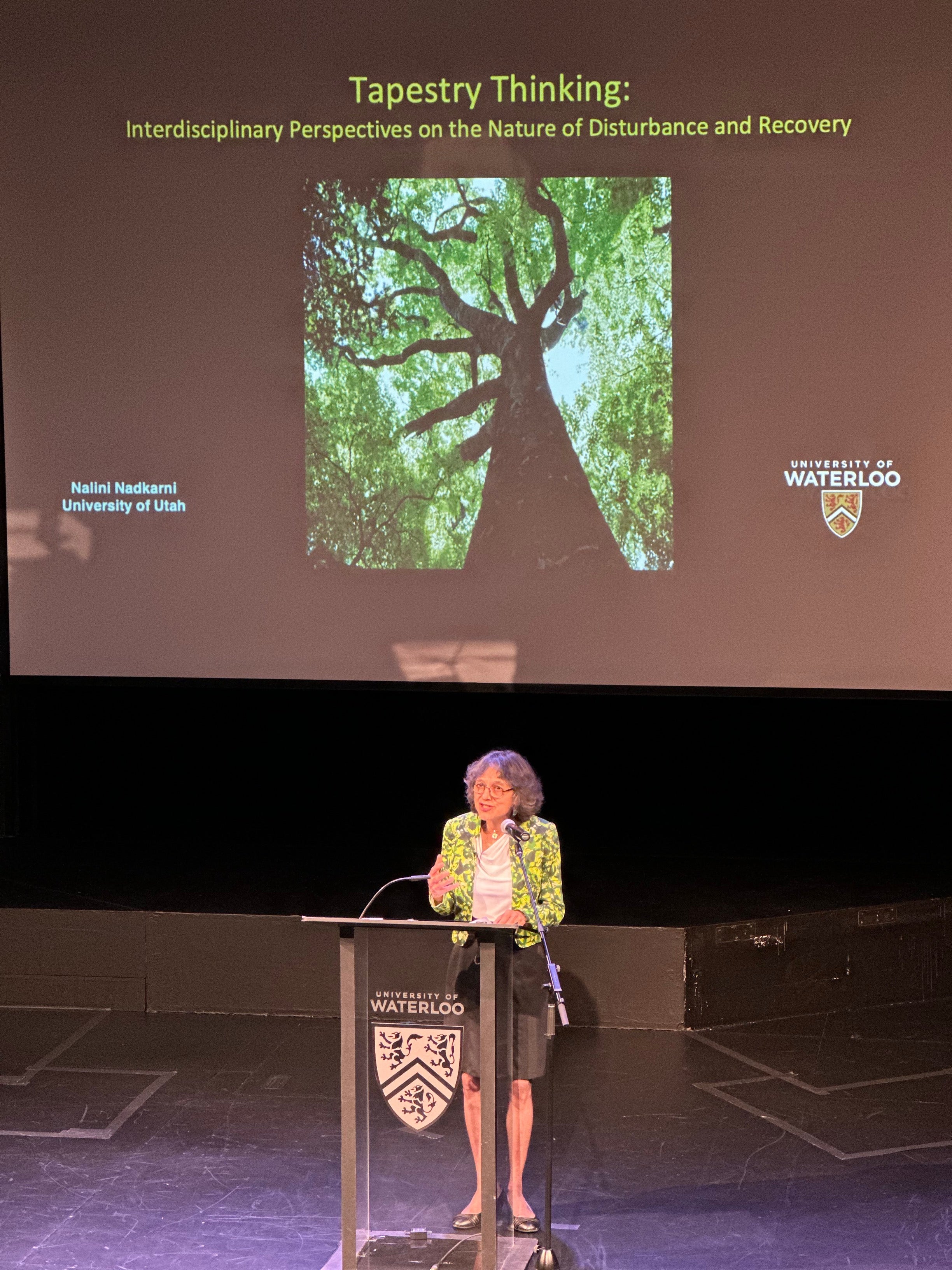 Nalini Nadkarni explains what "tapestry thinking" is at 2023 Hagey lecture