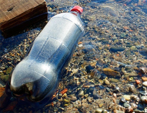 litter in fresh water lake