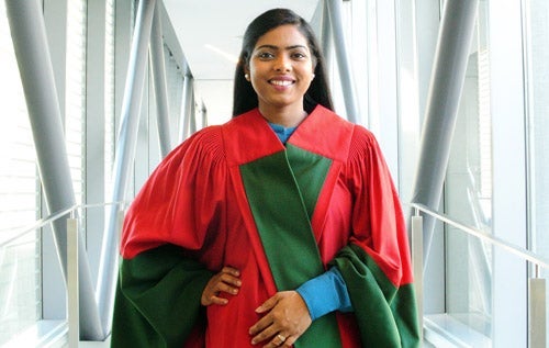 Pampa Dey wearing a PhD convocation gown
