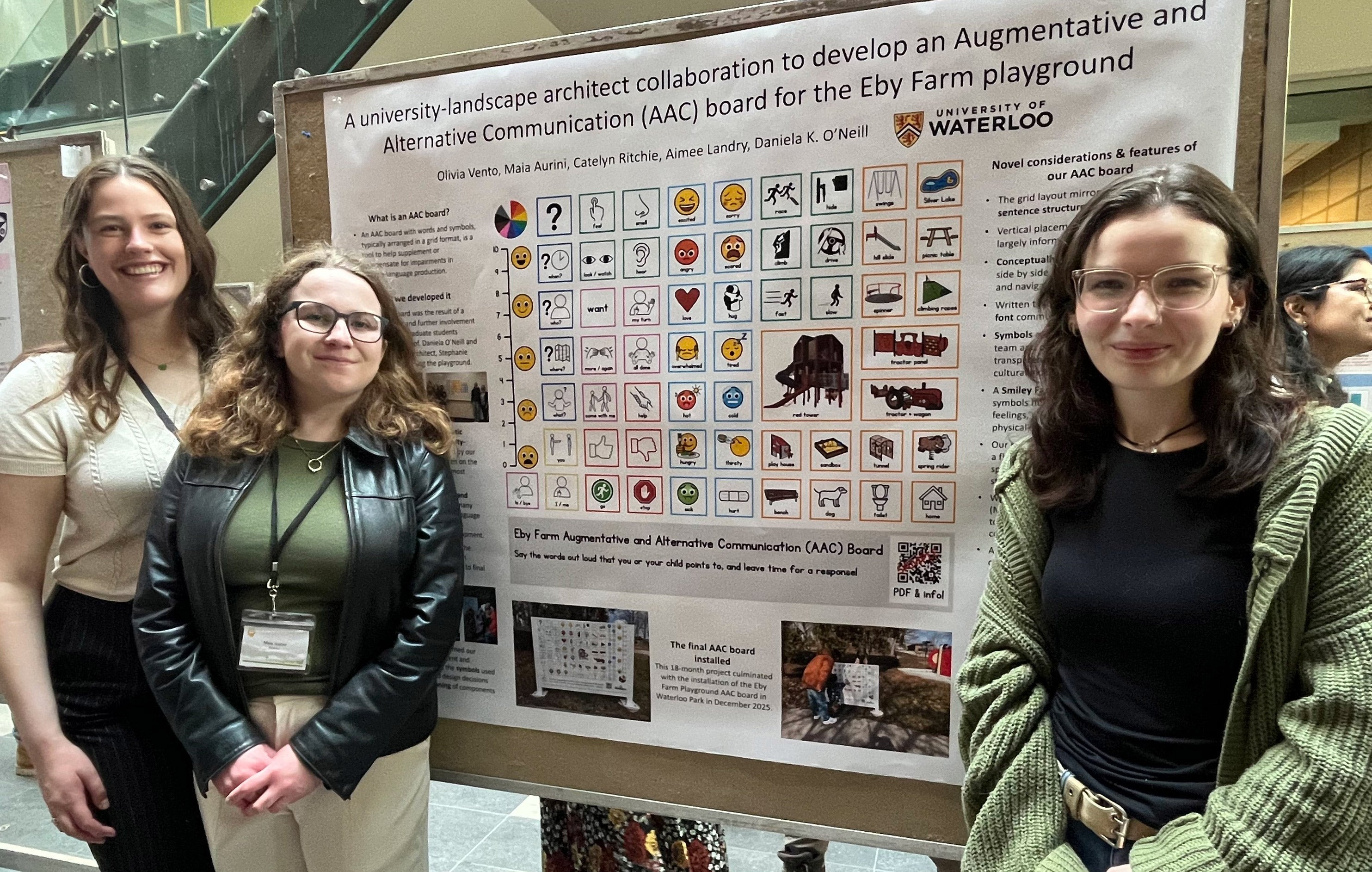 The team standing next to their poster board at the Discovery Day conference