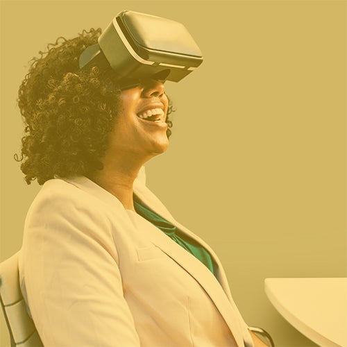 Woman using VR headset
