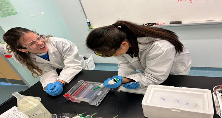 Students on campus during Science Open House
