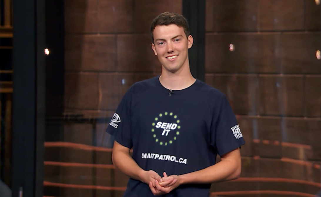 Sam Dugan making his pitch on Dragons' Den.