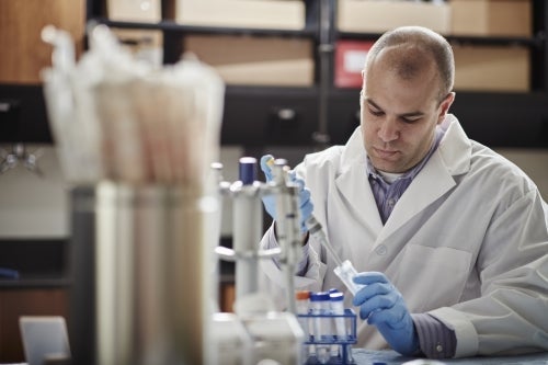 Man working in a lab.
