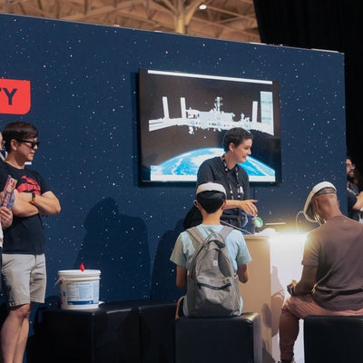 Pittman guides visitors through a virtual reality tour of the International Space Station