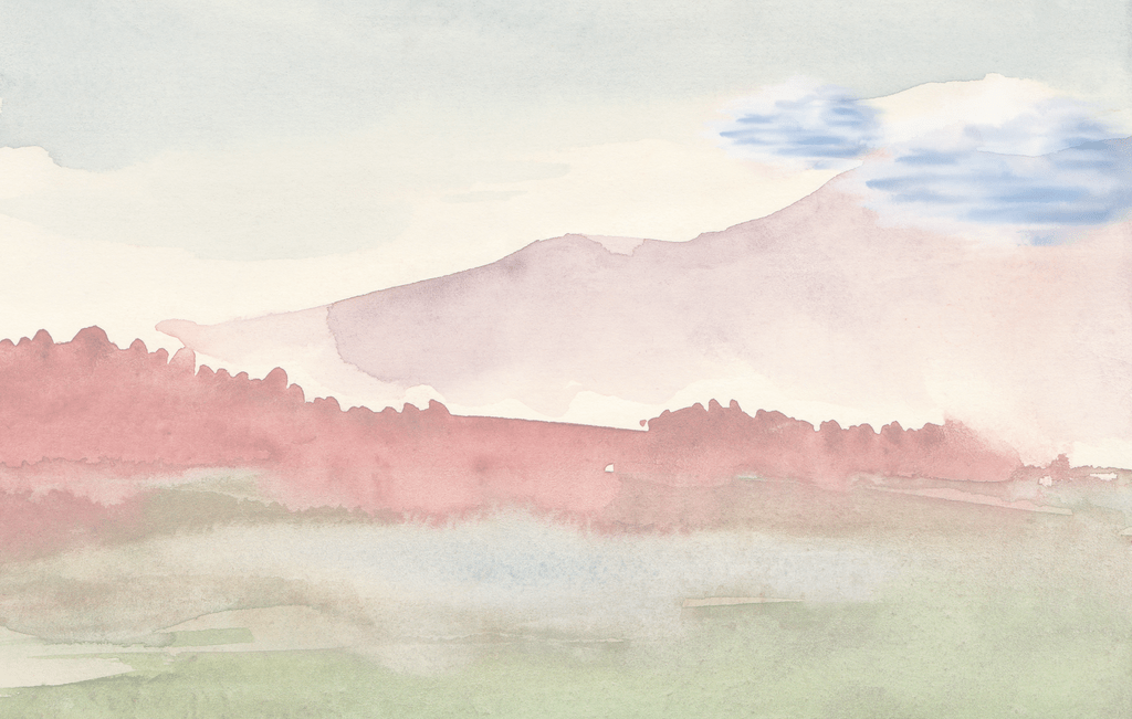 Watercolour painting of a mountain scape