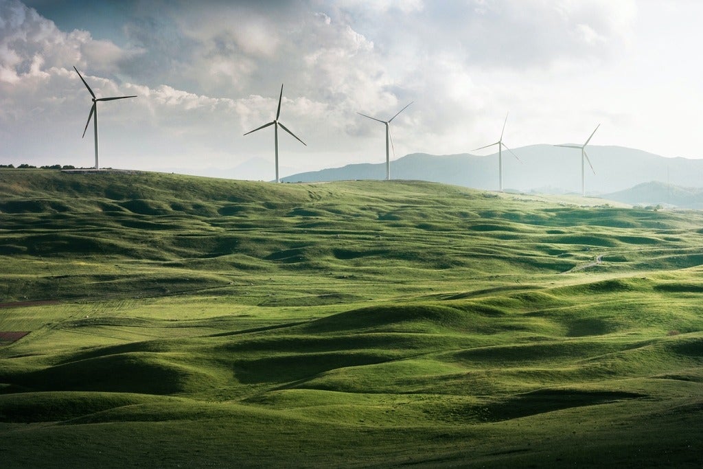 Landscape with windmills