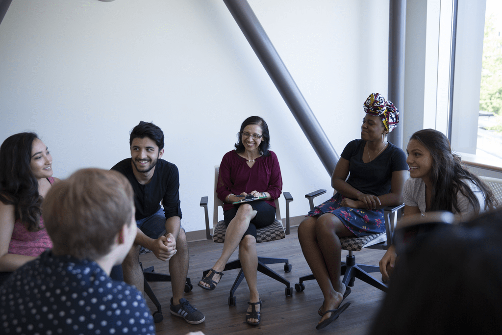 Waterloo students in group wellness counselling session