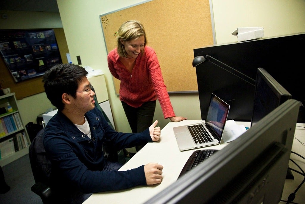 Catherine Burns with student