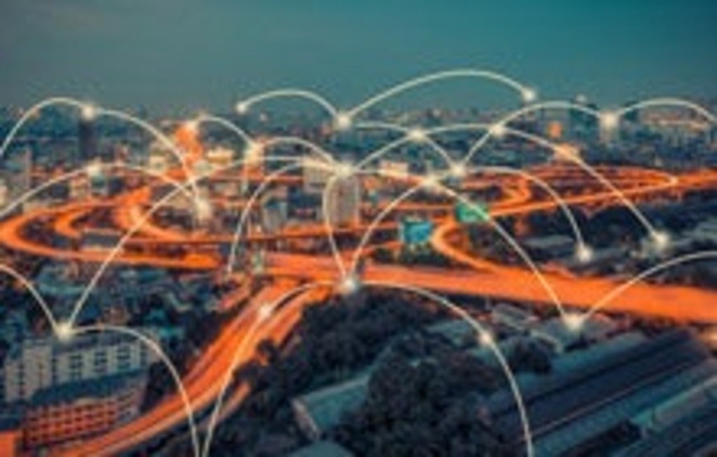 cityscape connected by technology