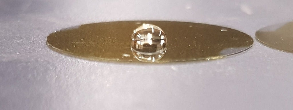 A droplet is show on cuprous oxide.