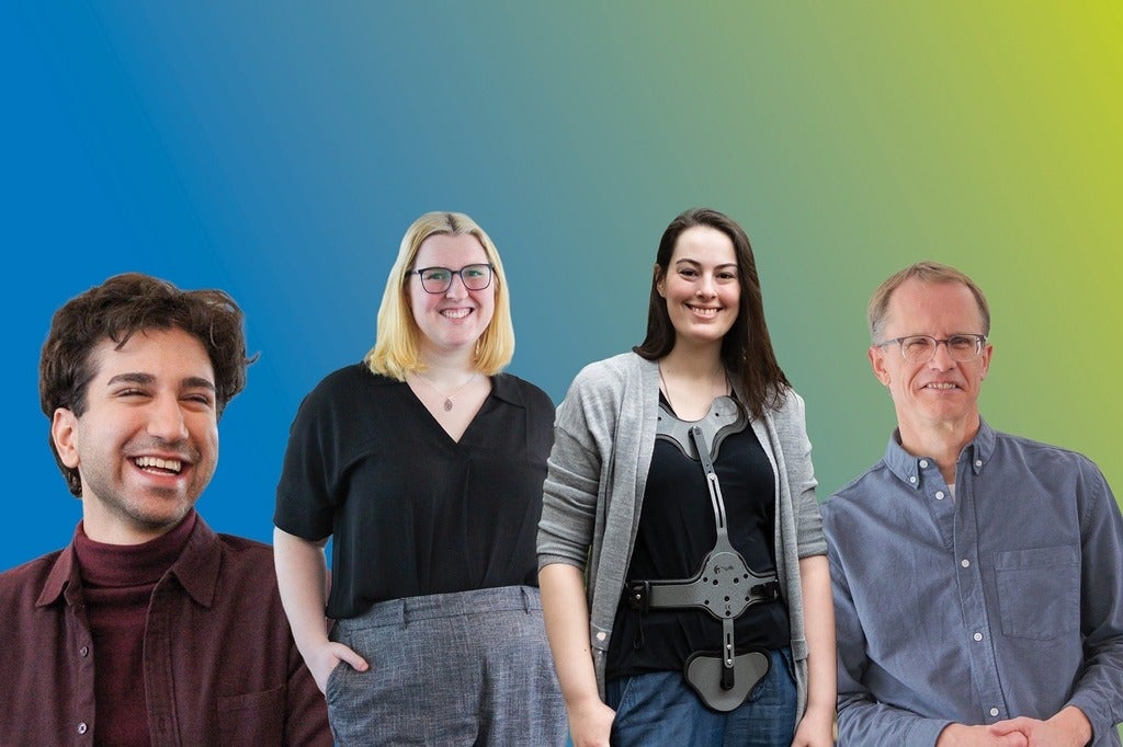 A collage of Rastin Rassoli, Emma Collington, Samantha Fowler and Paul Heidebrecht