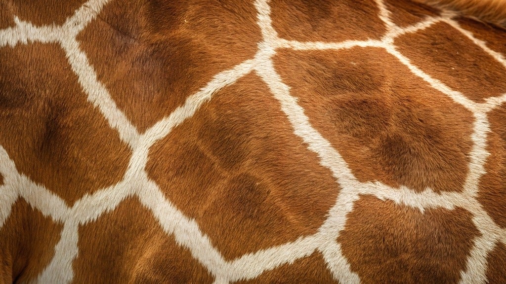 Close up photo of a giraffe's skin