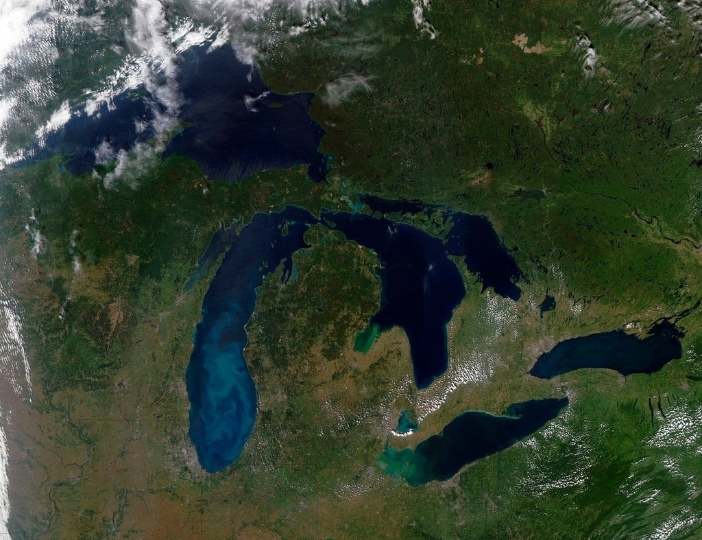 satellite image of the Great Lakes