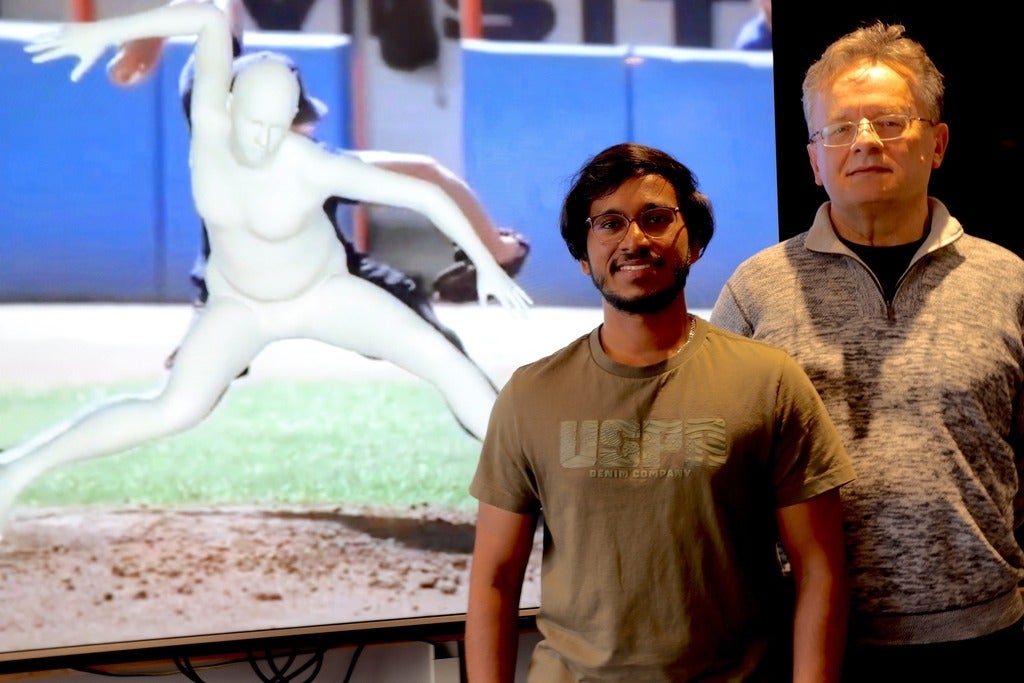 University of Waterloo researchers Jerrin Bright (left) and John Zelek developed the PitcherNet system for the Baltimore Orioles